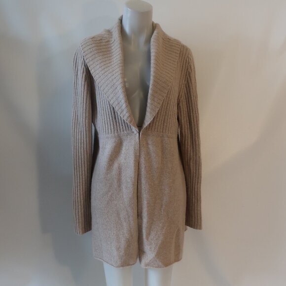 Women Cashmere Lord & Taylor Beige Pure Cashmere Chunky Cardigan Sweater XL - Picture 2 of 14